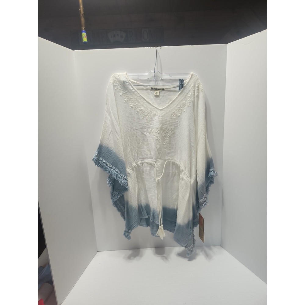 Ruff Hewn Womens Tops Size Medium Blue And White Kimono Sleeves
